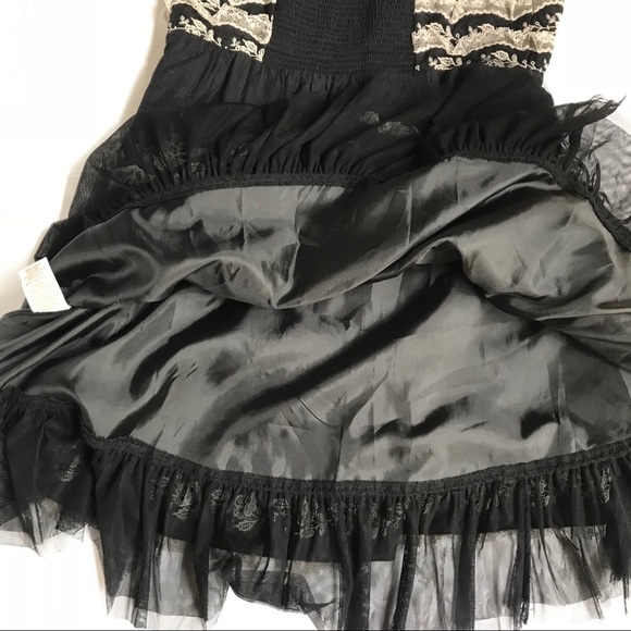 Free People Black Strapless Dress W White Lace 12 - Picture 6 of 7